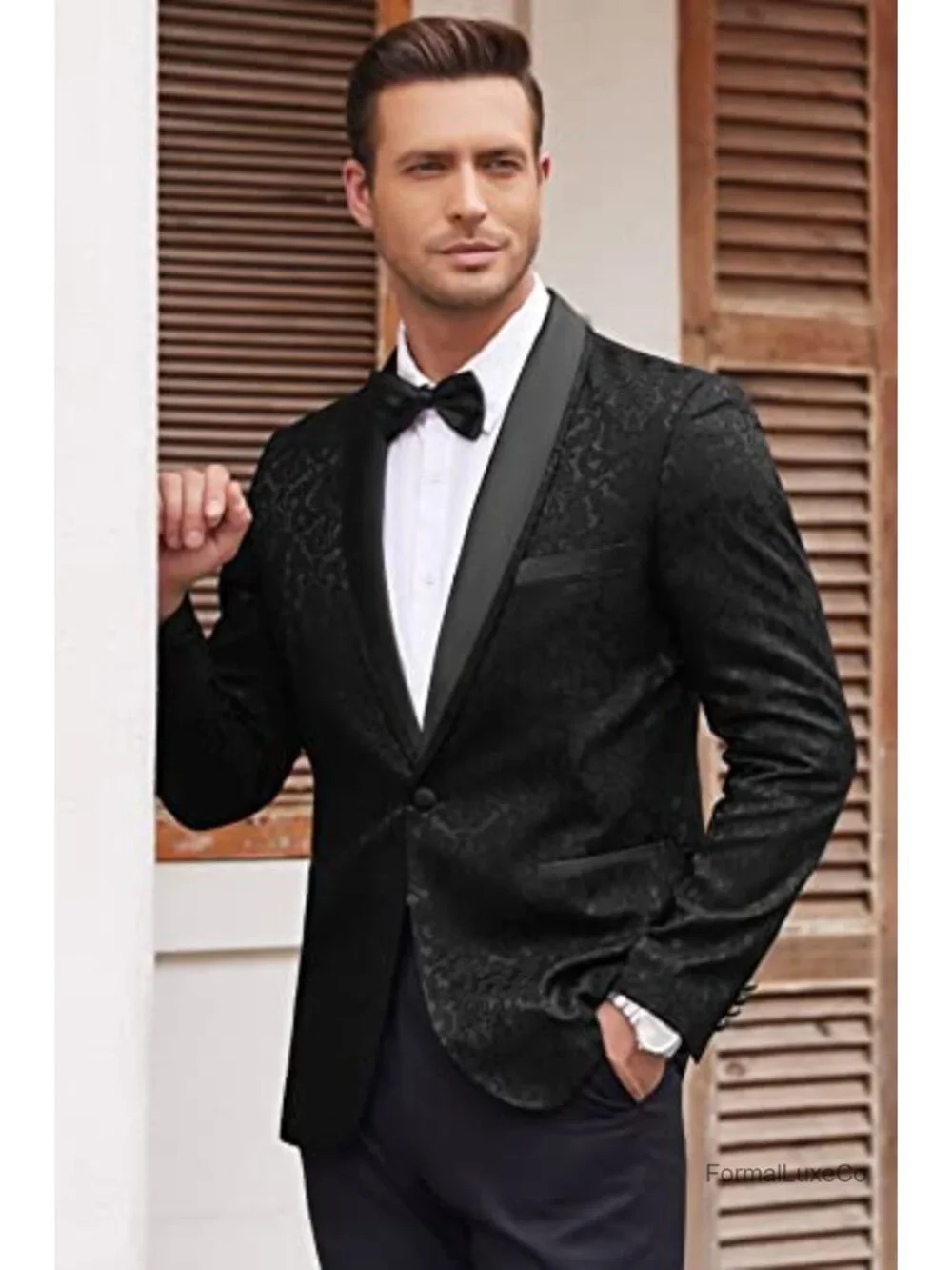 Men's Floral Tuxedo Jacket Shawl Lapel Slim Fit Prom Dinner Blazer